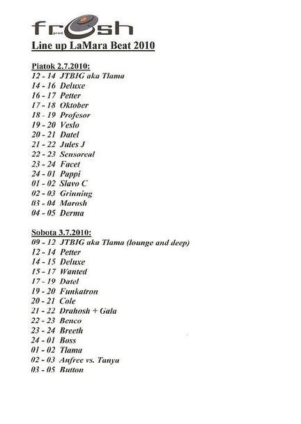 LaMara Beat 2010 lineup